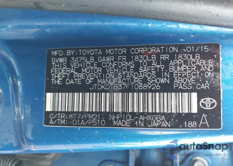 2015 Toyota Prius C Three from USA, damaged, VIN JTDKDTB37F1088926
